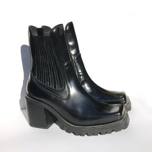 Square Toe Black Boots